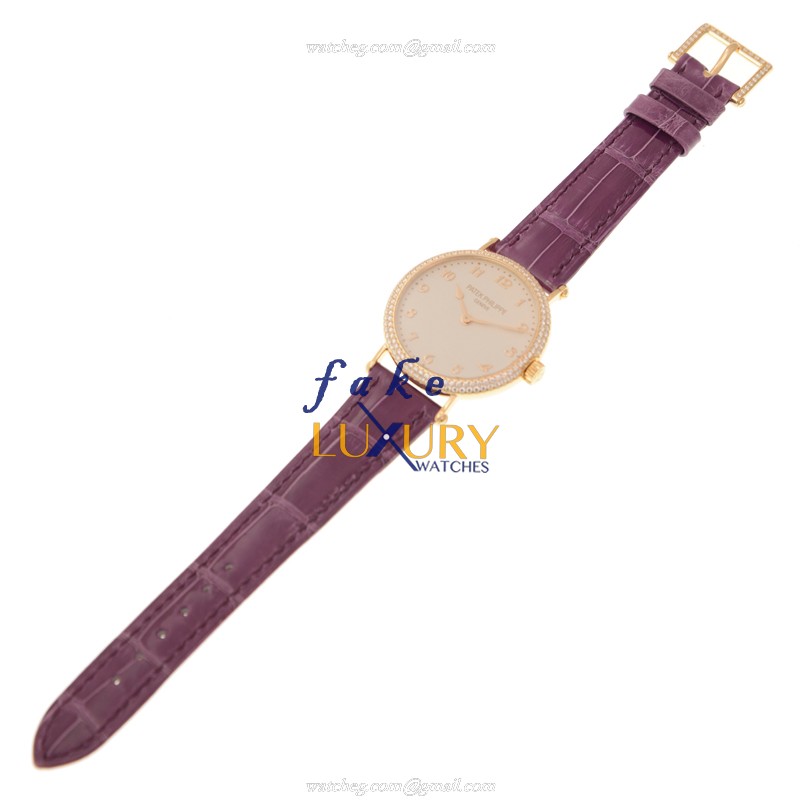 Patek Philippe 7200-200R-001 Calatrava Automatic 18kt Rose Gold Diamonds White Dial Replica Watch - Image 2