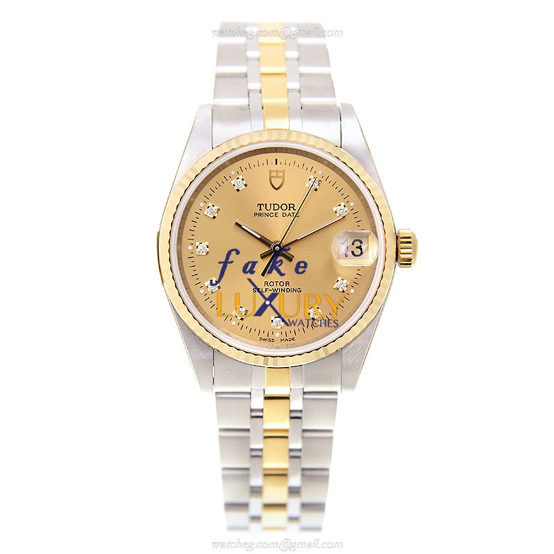 Tudor 72033-62453A-10DI-CH GLAMOUR DATE Auto Gold & Steel Watch, 32mm, Sapphire, Silver & Gold - Image 2