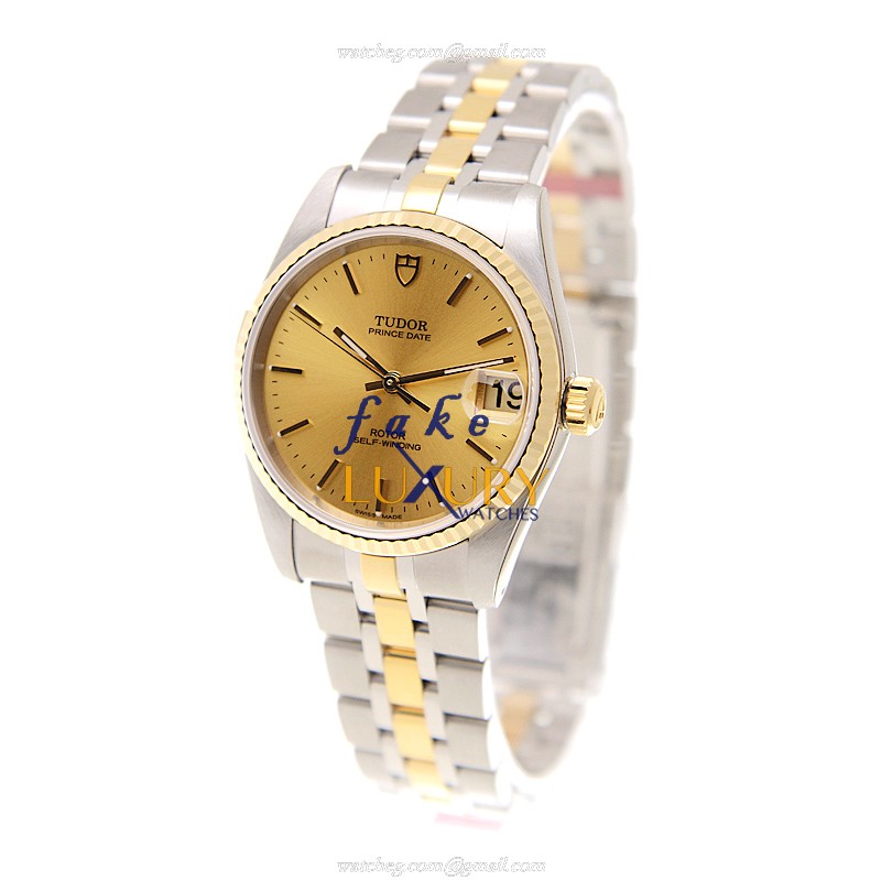 Tudor 72033-62453A-CH Glamour Date Replica Watch, Gold Dial, Gold & Steel Case, Automatic - Image 3