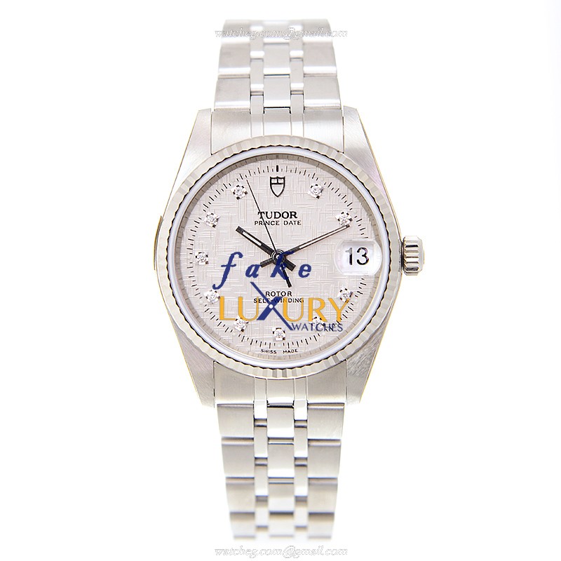 Tudor 72034-62450A-10DI-SVC Automatic 18kt White Gold Replica Watch, Silver Dial, Steel Case - Image 2