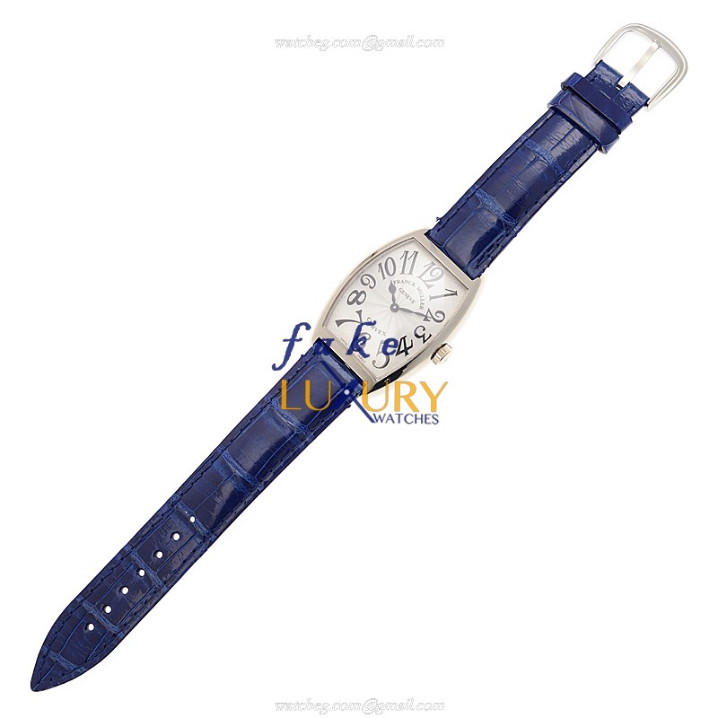 Franck Muller 2852 QZ OG Replica Watch, Quartz Movement, White Dial, Blue Alligator Strap - Image 2