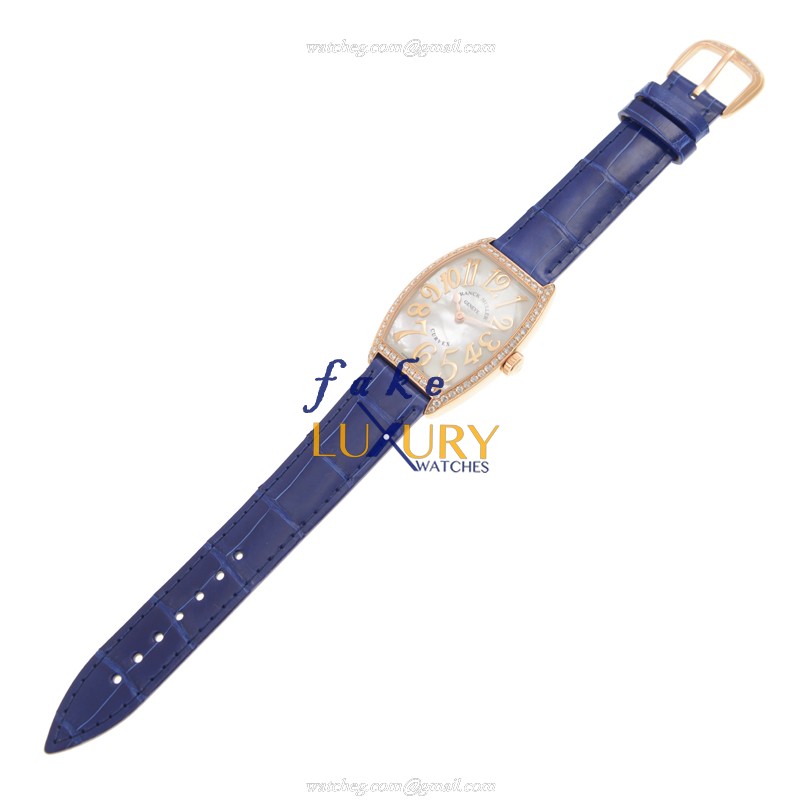 Franck Muller 2852 QZ REL MOP D 1R 5N Replica Watch, Quartz, White Mother of Pearl Dial, Blue - Image 2