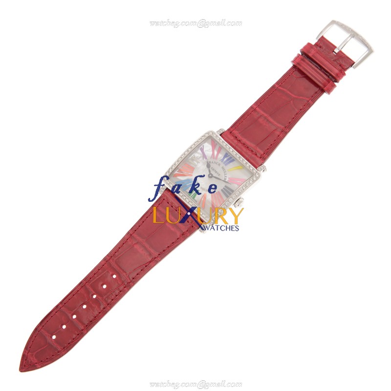 Franck Muller Master Square 6002 M B QZ COL DRM MOP R D 1R AC Quartz White Dial Red Alligator Strap - Image 2