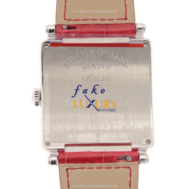 Franck Muller Master Square 6002 M B QZ COL DRM MOP R D 1R AC Quartz White Dial Red Alligator Strap - Image 3