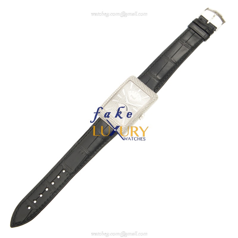 Piaget G0A33059 Black Tie Automatic 18kt White Gold Diamond Alligator Strap Replica Watch - Image 2