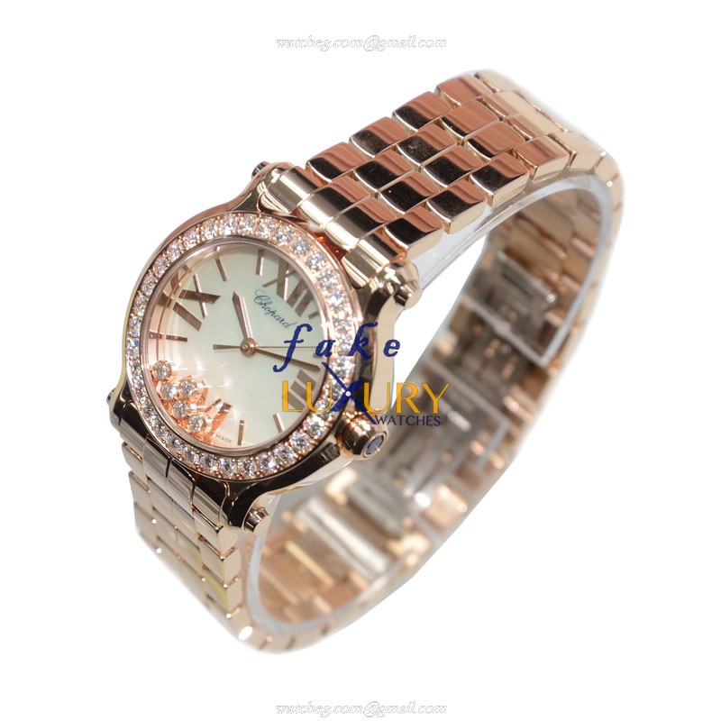 Chopard 274189-5007 Happy Sport Replica Watch, Quartz Movement, White Mother of Pearl Dial, 18kt - Image 3