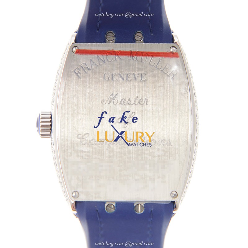 Franck Muller V32 QZ D AC.BU Quartz Stainless Steel & Diamond Bezel Replica Watch - Image 3