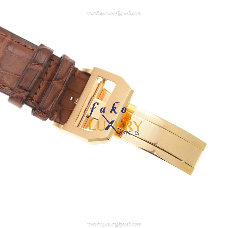 IWC Portuguese IW502213 Manual Wind 18kt Rose Gold White Dial Brown Alligator Replica Watch - Image 4