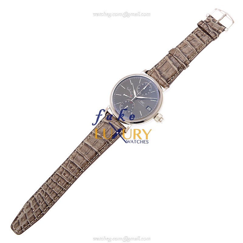 IWC IW515103 Portofino Manual Wind 18kt White Gold Gray Dial Alligator Replica Watch - Image 2