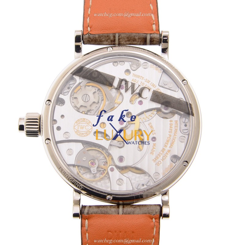 IWC IW515103 Portofino Manual Wind 18kt White Gold Gray Dial Alligator Replica Watch - Image 3
