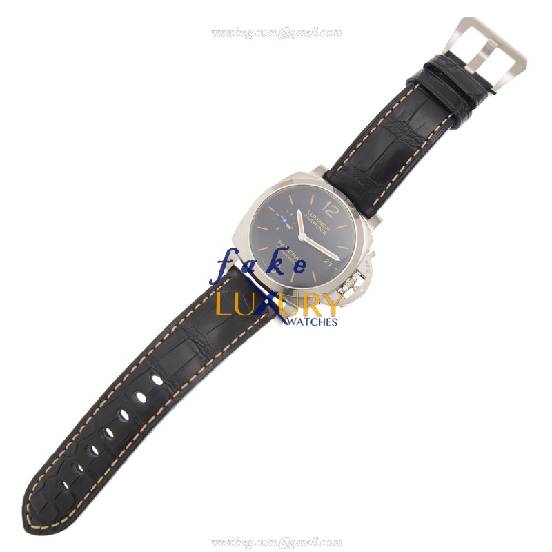 Panerai PAM01392 LUMINOR Automatic Steel Case Black Dial Alligator Strap Replica Watch - Image 2
