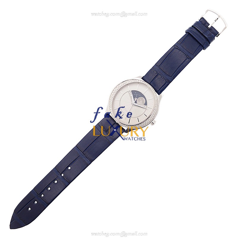 Piaget G0A0111 Replica Watch Automatic White Dial 18kt White Gold Diamond Blue Alligator Strap - Image 2