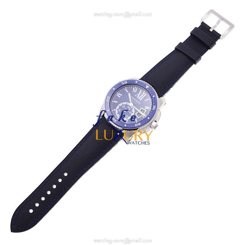 Cartier Calibre de Cartier WSCA0010 Automatic Blue Dial Rubber Strap Replica Watch - Image 2