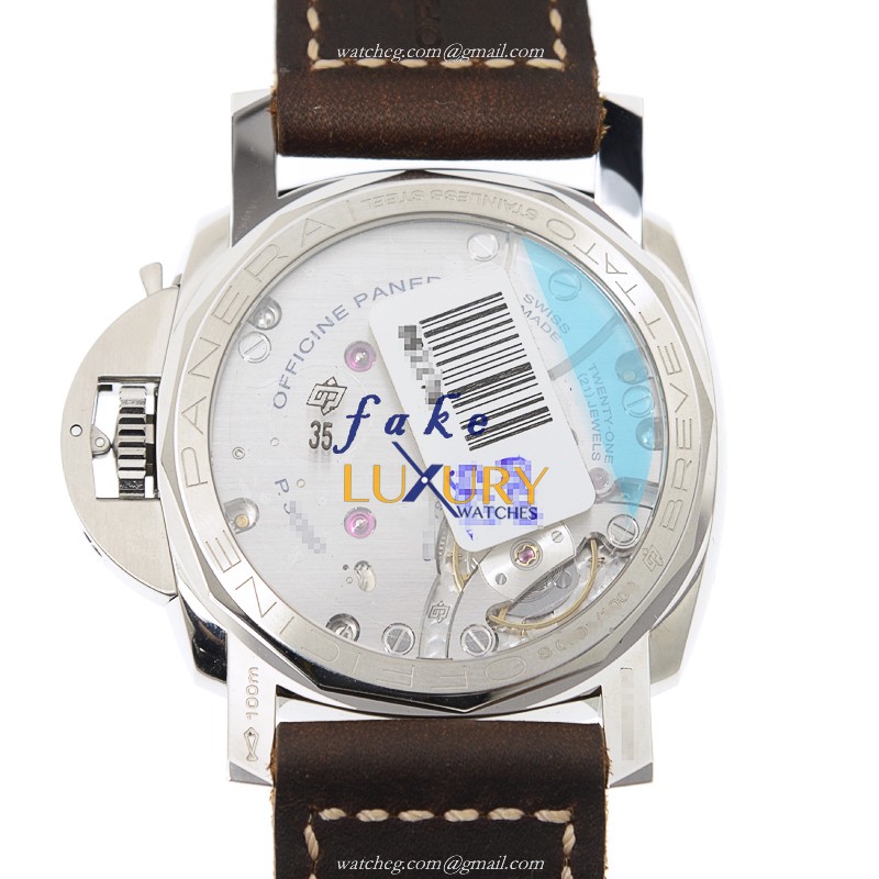 Panerai PAM00663 Luminor - Replica Watch - Brown Dial - Manual Wind - 47mm Steel Case - Cowhide - Image 3