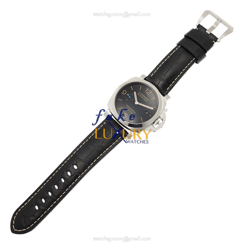 Panerai PAM01312 Luminor Replica Watch - Automatic - Steel Case - Black Dial - Alligator Strap - Image 2