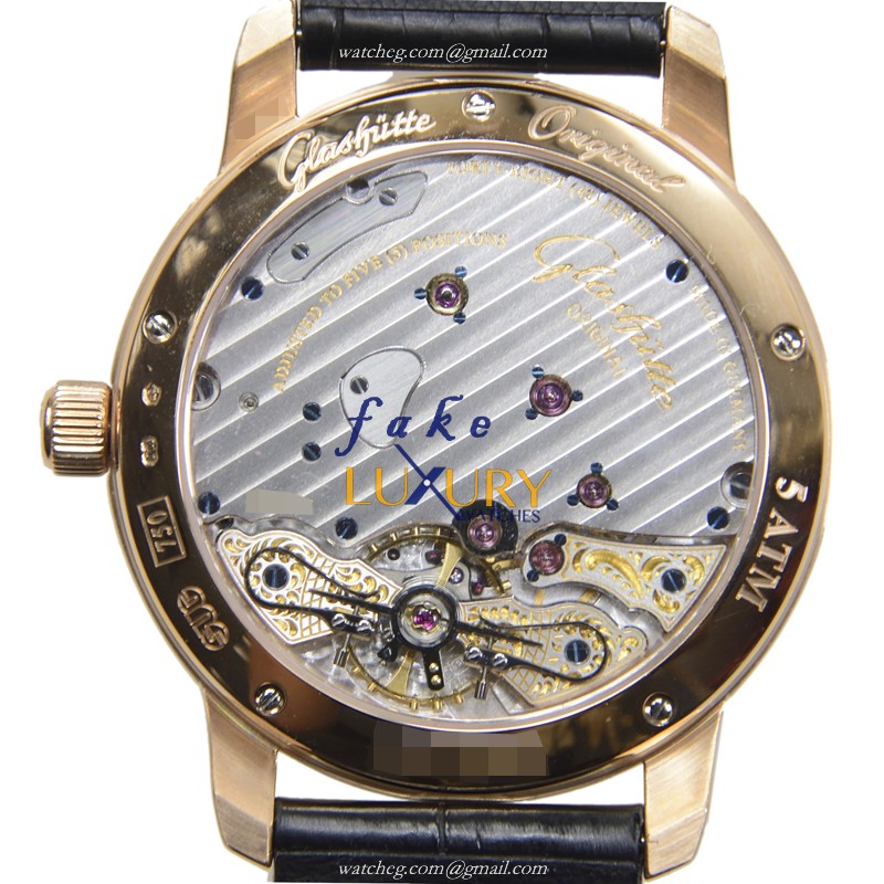 Glashutte 1-65-01-25-15-04 Replica Watch - Manual Wind - 18kt Rose Gold Case - Silver Dial - Black - Image 3