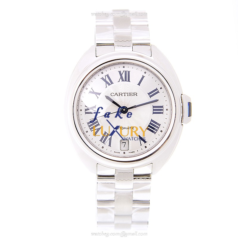 Cartier WSCL0006 Cle De Cartier Replica Watch, Automatic, White Dial, Steel Bracelet - Image 2