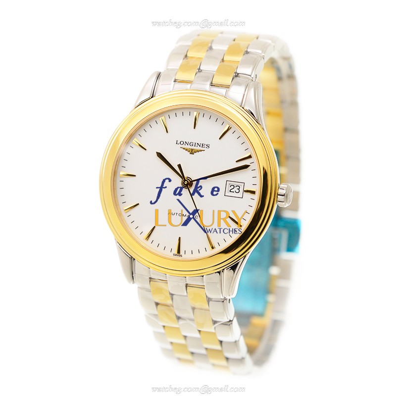 Longines L4.874.3.22.7 FLAGSHIP Replica Watch, Automatic Movement, White Dial, Gold-Plated Steel - Image 3