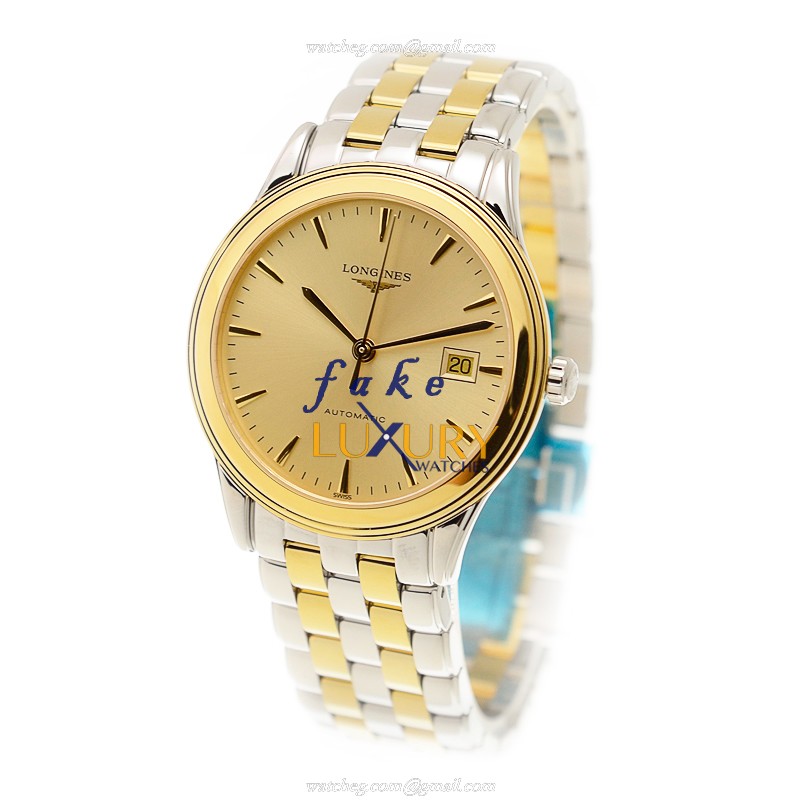 Longines L4.874.3.32.7 FLAGSHIP Swiss Automatic Replica Watch - Gold-Plated & Stainless Steel, Gold - Image 3