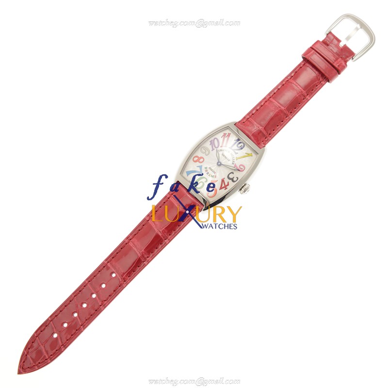 Franck Muller 2852 B QZ COL DRM AC Cintree Curvex Quartz Replica Watch, White Dial Red Strap - Image 2