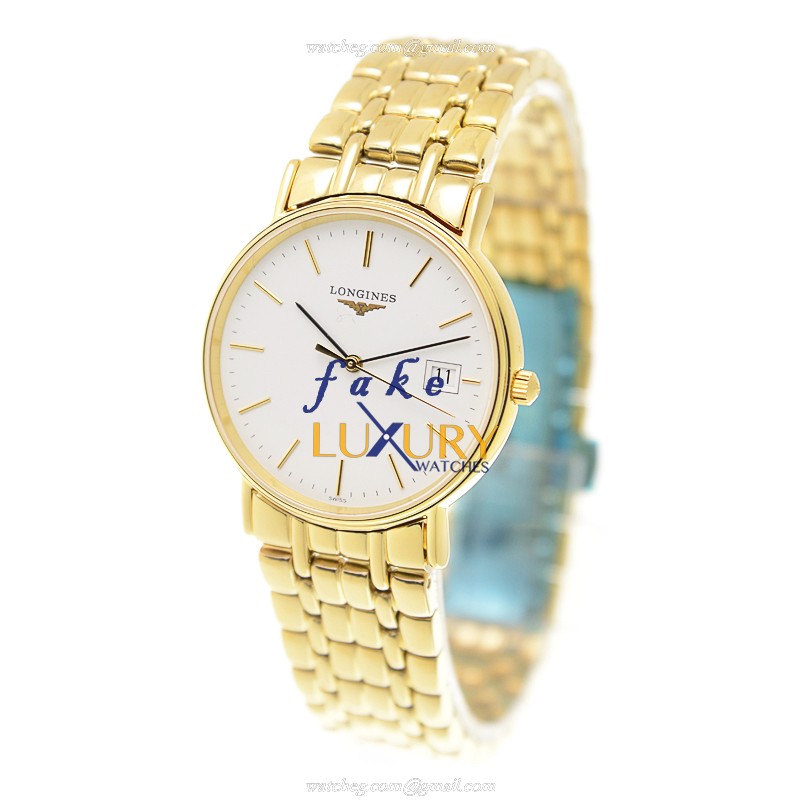 Longines L4.720.2.12.8 Replica Watch Quartz Movement White Dial Gold-Plated Steel Case - Image 3