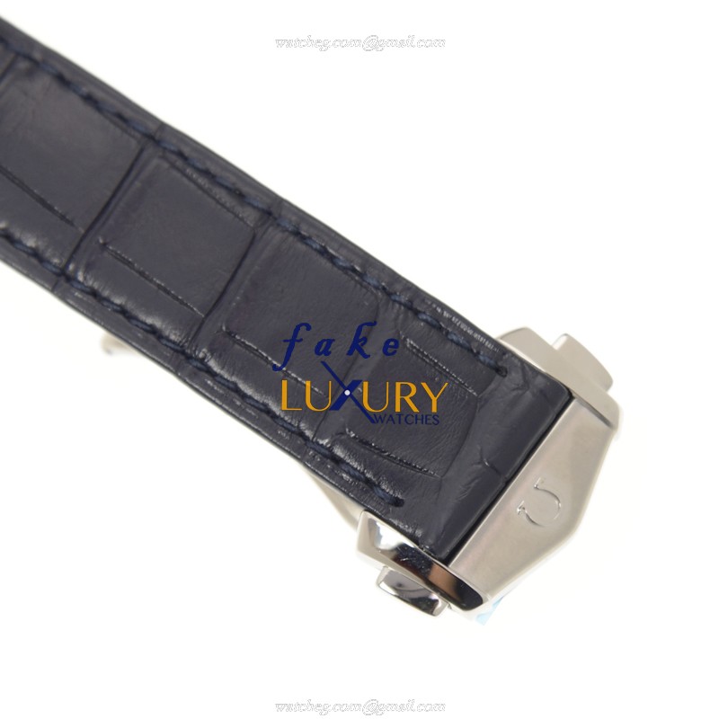 Omega Constellation 130.23.39.21.03.001 Replica Watch, Blue Dial, 18kt Rose Gold & Steel, Alligator - Image 4