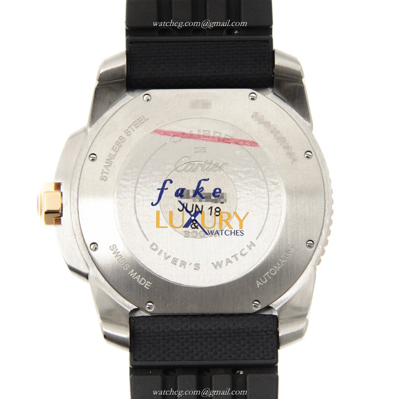 Cartier W2CA0008 CALIBRE DE CARTIER Automatic 18kt Rose Gold & Steel Replica Watch, Blue Dial & - Image 3