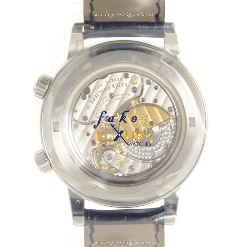 Patek Philippe 6104-11P-010 Grand Complications Replica Watch, Blue Dial, White Gold & Sapphire Case - Image 4