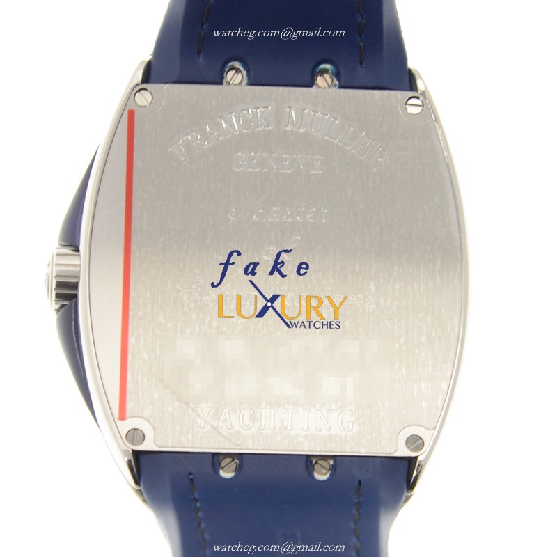 Franck Muller V 45 SC DT YACHTING AC.BL Replica Watch Automatic Blue Dial Steel Case Rubber Strap - Image 3