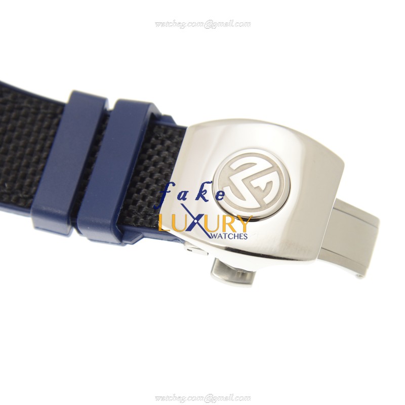 Franck Muller V 45 SC DT YACHTING AC.BL Replica Watch Automatic Blue Dial Steel Case Rubber Strap - Image 4