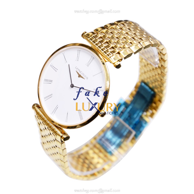 Longines L4.766.2.11.8 La Grande Quartz PVD Gold White Dial Sapphire Crystal Folding Clasp Replica - Image 3