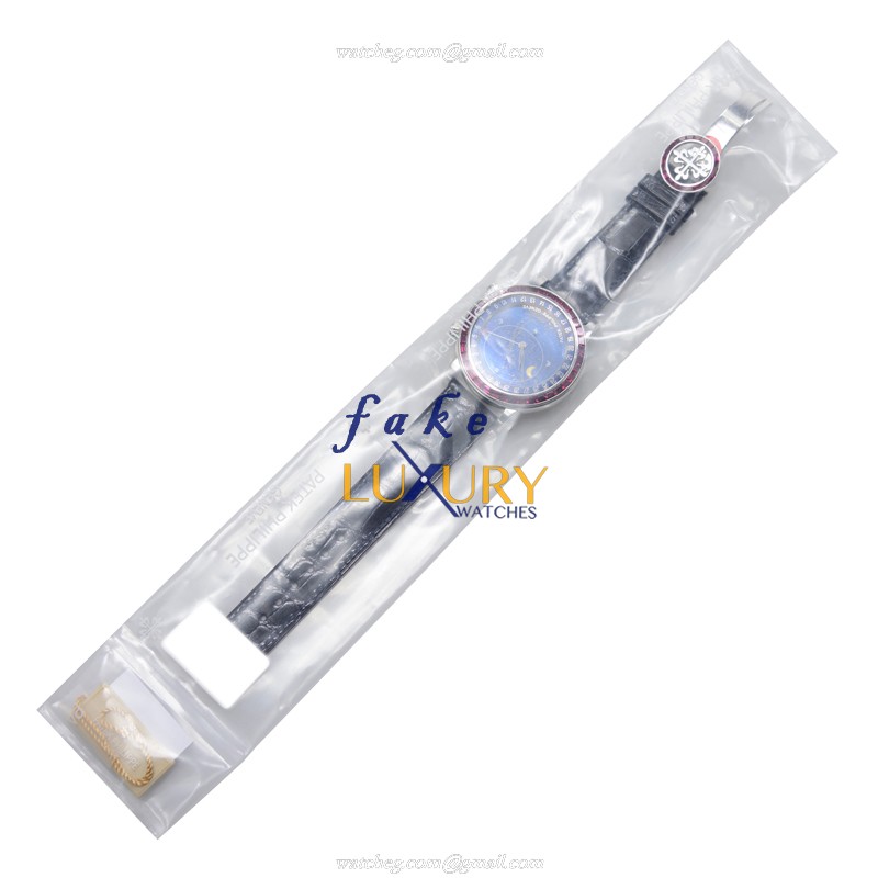 Patek Philippe 6104-12P-010 Grand Complications Automatic 18kt White Gold Ruby Blue Dial Replica - Image 2