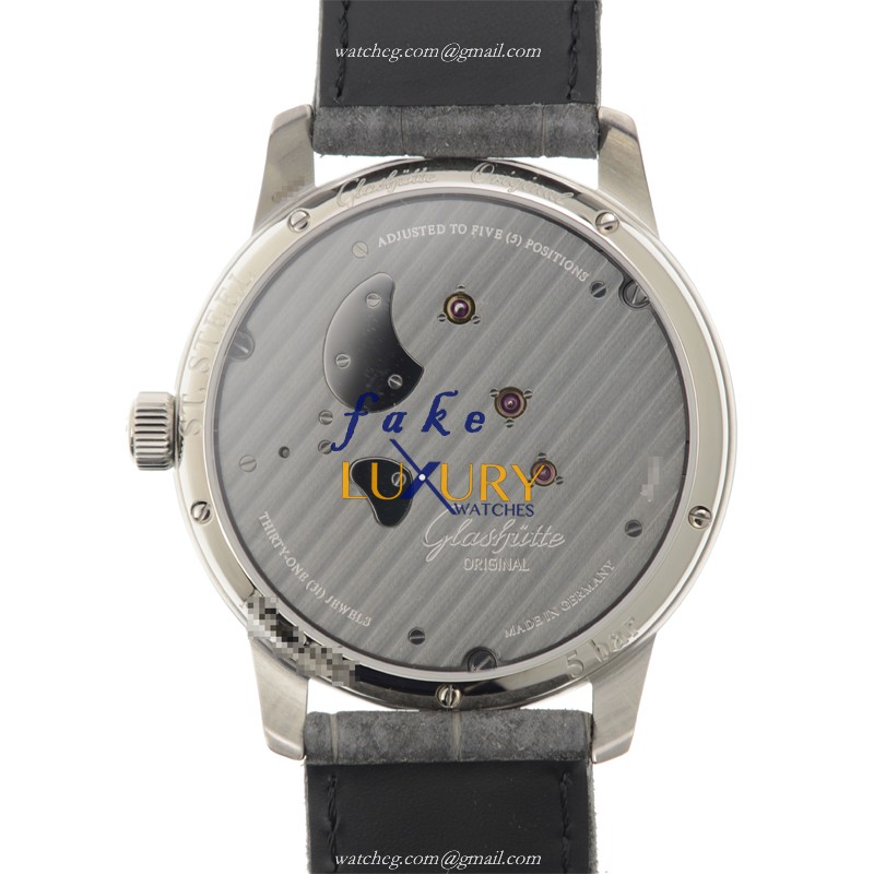 Glashutte 1-66-06-04-22-05 Replica Watch, Manual Wind, Black Dial, Alligator Strap, 42mm - Image 3