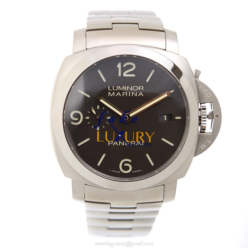 Panerai PAM00352 LUMINOR Auto Titanium Replica Watch, Swiss Movement, Black Dial, Silver Band - Image 2