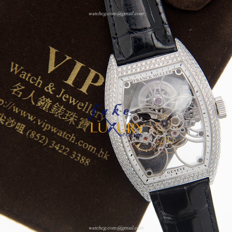 8880 B S6 SQT D AC - Franck Muller Replica Watch Automatic Transparent Skull Dial Black Alligator - Image 5
