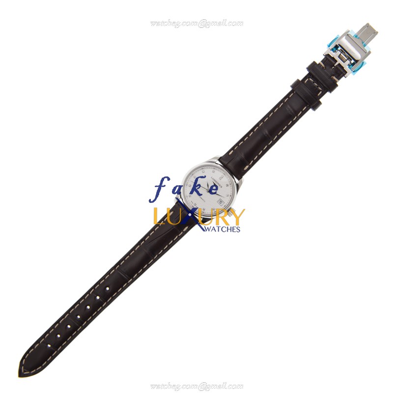 Longines Master L2.128.4.77.3 Automatic Stainless Steel Gold Dial Brown Alligator Strap Replica - Image 2
