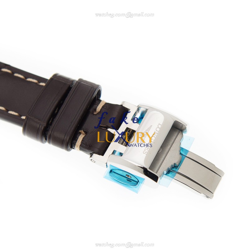 Longines Master L2.128.4.77.3 Automatic Stainless Steel Gold Dial Brown Alligator Strap Replica - Image 4