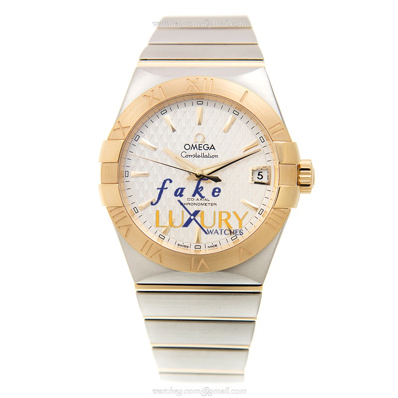 Omega Constellation 123.20.38.21.02.009 Replica Watch, Automatic, Silver White Dial, 18kt Gold & - Image 2