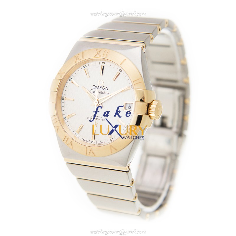 Omega Constellation 123.20.38.21.02.009 Replica Watch, Automatic, Silver White Dial, 18kt Gold & - Image 3