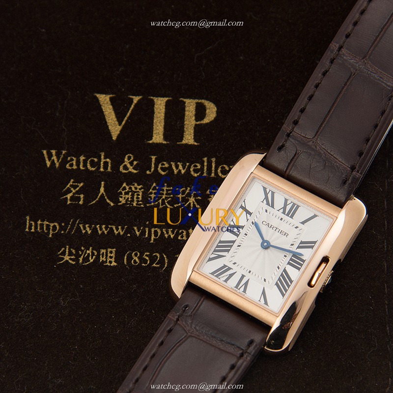 Cartier W5310042 TANK Quartz 18kt Rose Gold Replica Watch - Swiss Movement, Ceramic Bezel - Image 5