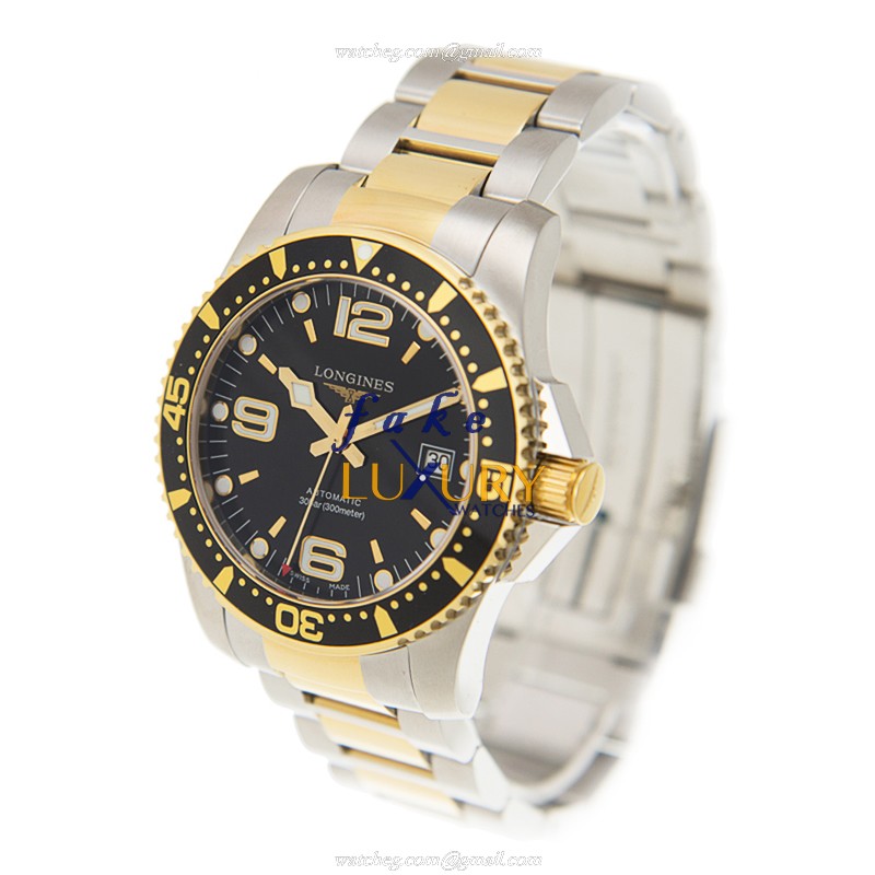 Longines L3.642.3.56.7 Conquest Replica Watch, Quartz Movement, Black Dial, Two-Tone Steel Bracelet - Image 3