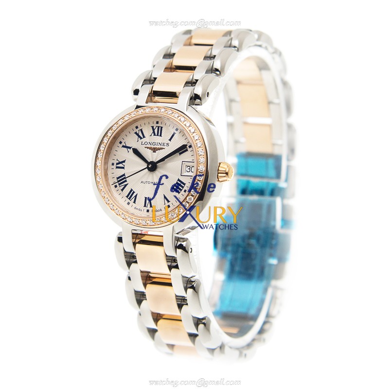 Longines L8.111.5.79.6 Prima Luna Automatic 18kt Rose Magic Diamond White Dial Replica Watch - Image 3