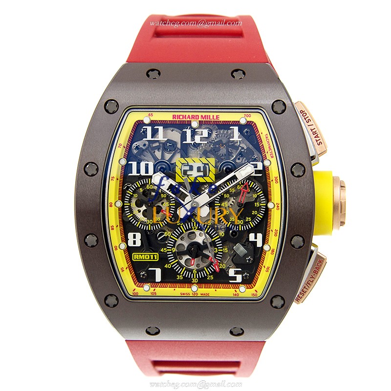 RM11-BADMINTON - Richard Mille RM11-BADMINTON Replica Watch Automatic Titanium Silver Dial Red - Image 2