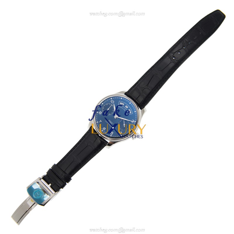 IWC IW503502 Portuguese Automatic Replica Watch Blue Dial Steel Case Alligator Strap - Image 2