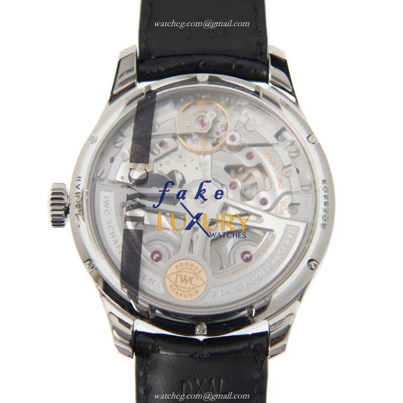 IWC IW503502 Portuguese Automatic Replica Watch Blue Dial Steel Case Alligator Strap - Image 3