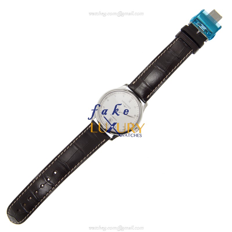 Longines Master L2.628.4.77.3 Automatic Silvery White Dial Brown Alligator Strap Replica Watch - Image 2