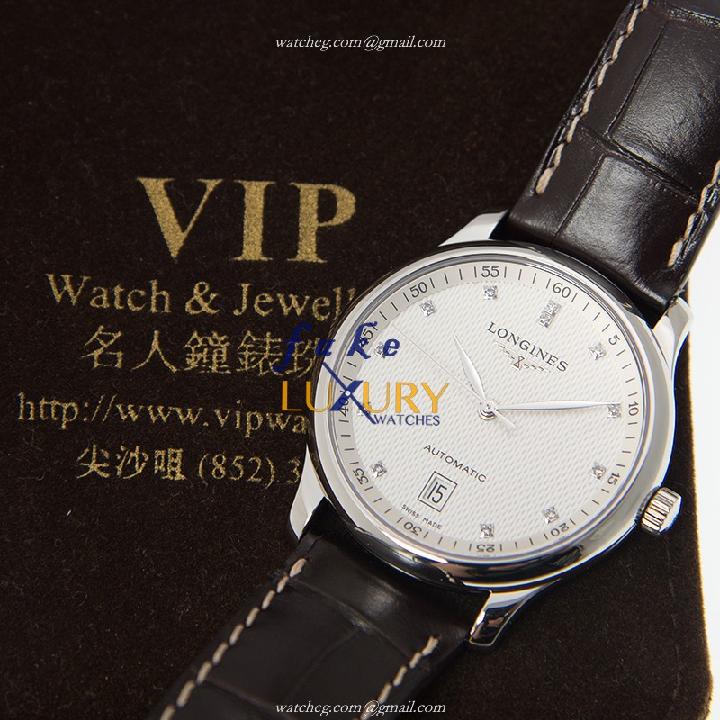 Longines Master L2.628.4.77.3 Automatic Silvery White Dial Brown Alligator Strap Replica Watch - Image 5