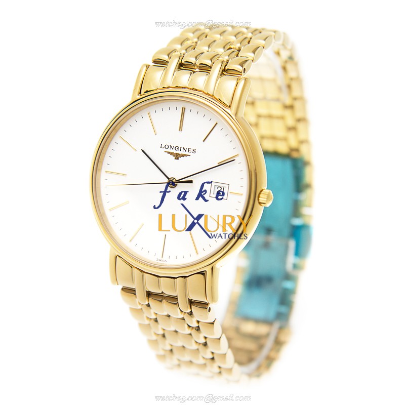 Longines L4.790.2.12.8 Quartz Gold-Plated Stainless Steel Replica Watch, White Dial, Gold Strap - Image 3