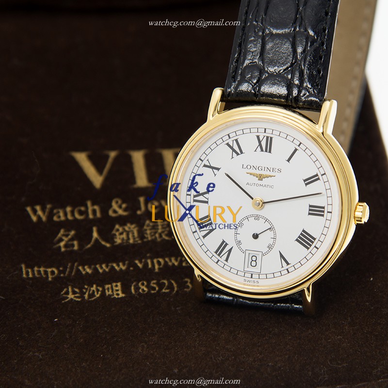 Longines L4.804.2.11.2 Presence Automatic White Dial Gold-Plated Replica Watch - Image 5