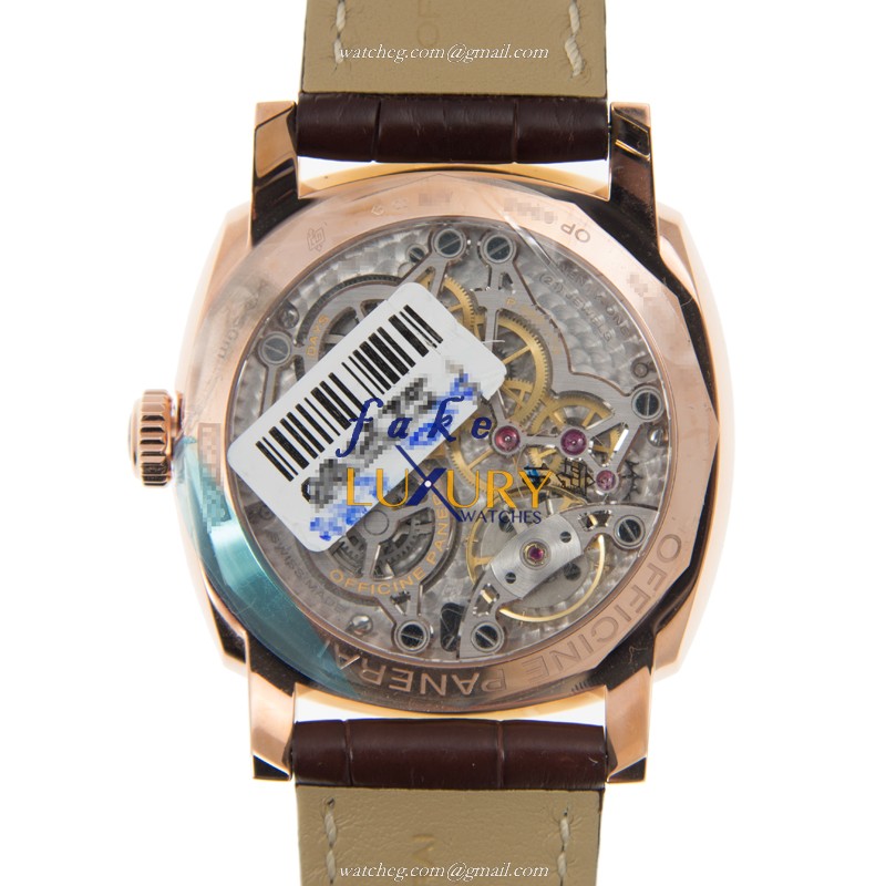 Panerai PAM00570 RADIOMIR Auto 18kt Rose Gold Replica Watch, Brown Dial & Brown Alligator Strap - Image 3